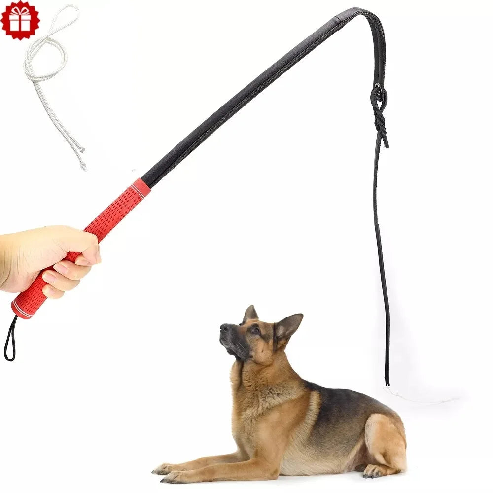 Leather Dog Protection Training Whip, Agitation Whip Pet Exercise Tool for Outdoor Medium Large Dogs