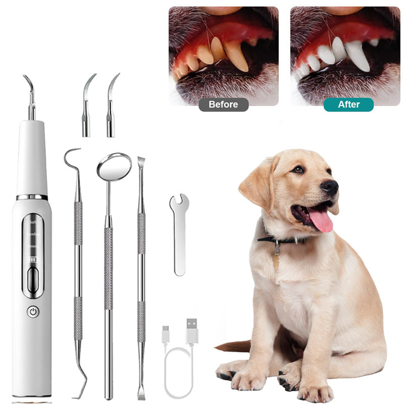 Dog Tooth Calculus Device Ultrasonic Toothbrush Electric Pet Tooth Scaler Tooth Cleaning Tool Plaque Dog Cat Dental Care Kit