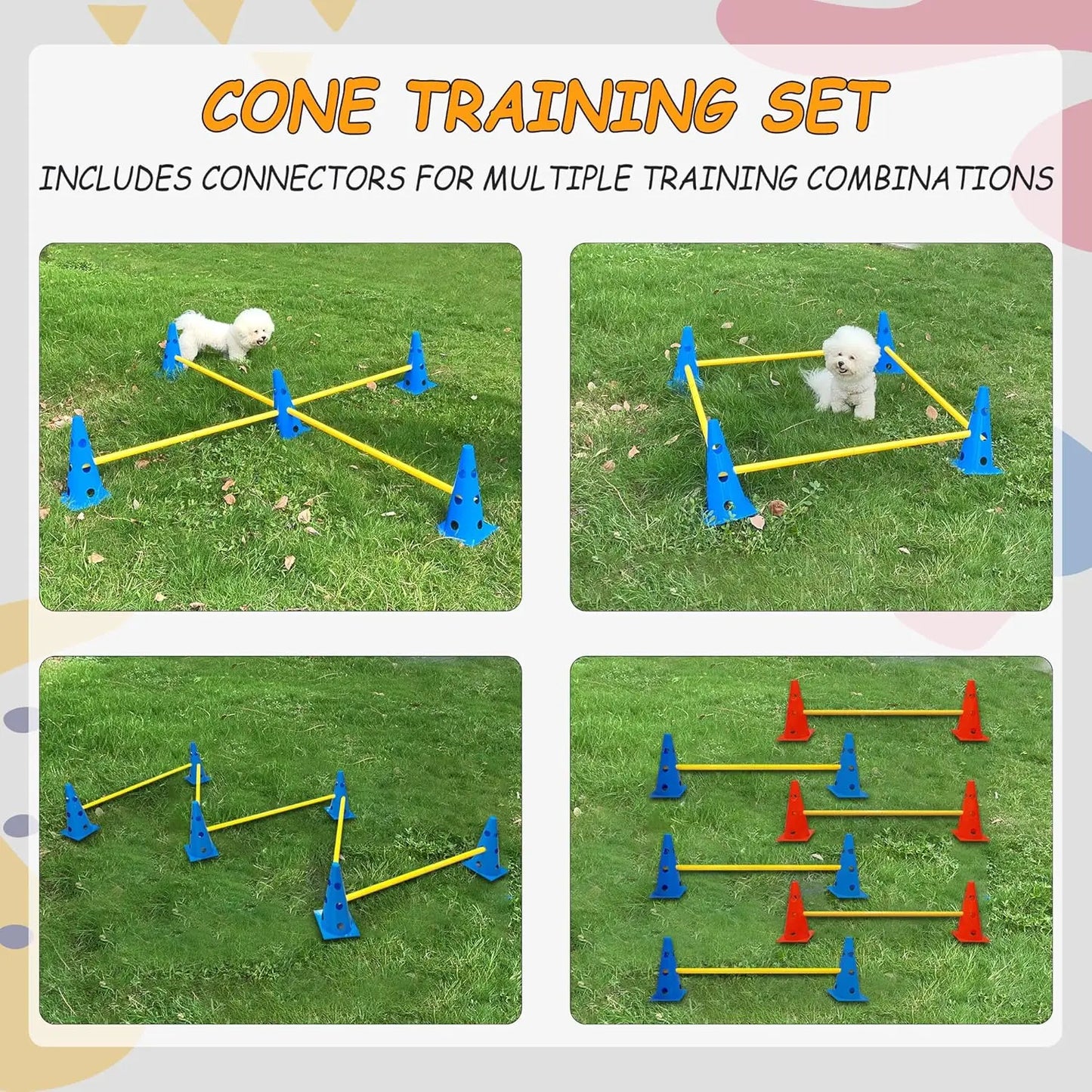 Dog Agility Hurdle Cone Set Jumping Bar Dog Obstacle Dog Agility Set Equipment Hurdle Training Pet Dog Supplies