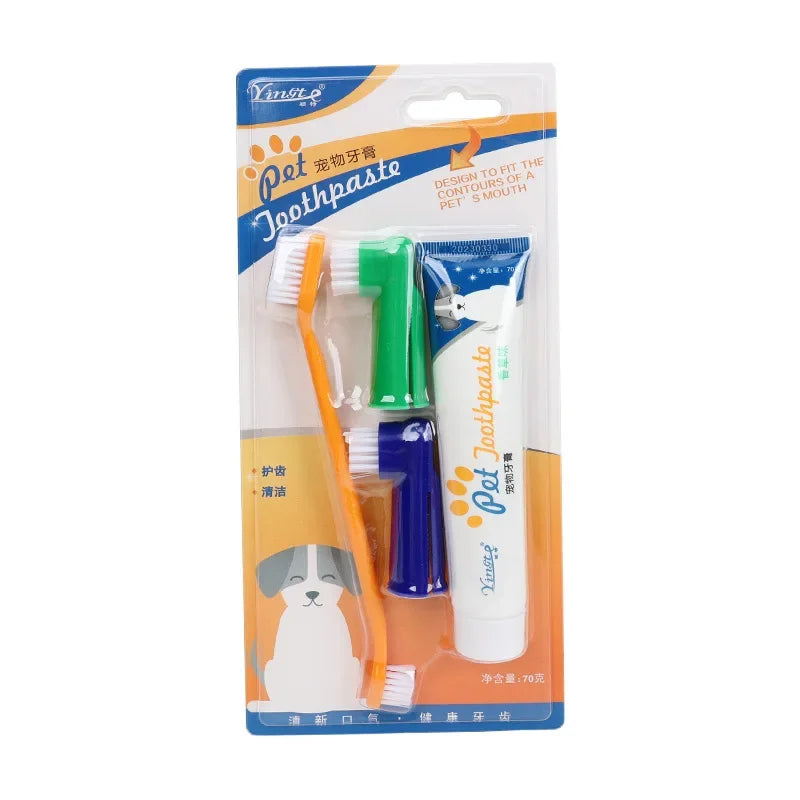 Pet Cleaning Tools Kit Dog Gum Care Products Kit Reduces Plaque & Tartar Buildup for Pet Universal Toothpaste Toothbrush Set