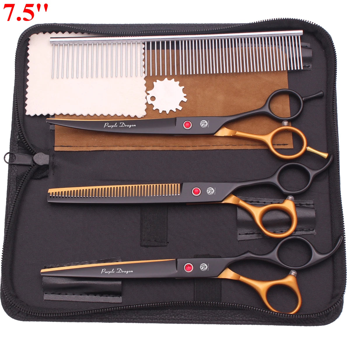 7.5'' Professional Pet Grooming Scissors Hair Cutting Fishbone Thinning Comb Hemostatic Forceps Japan 440C Set For Dog Cat Z3088