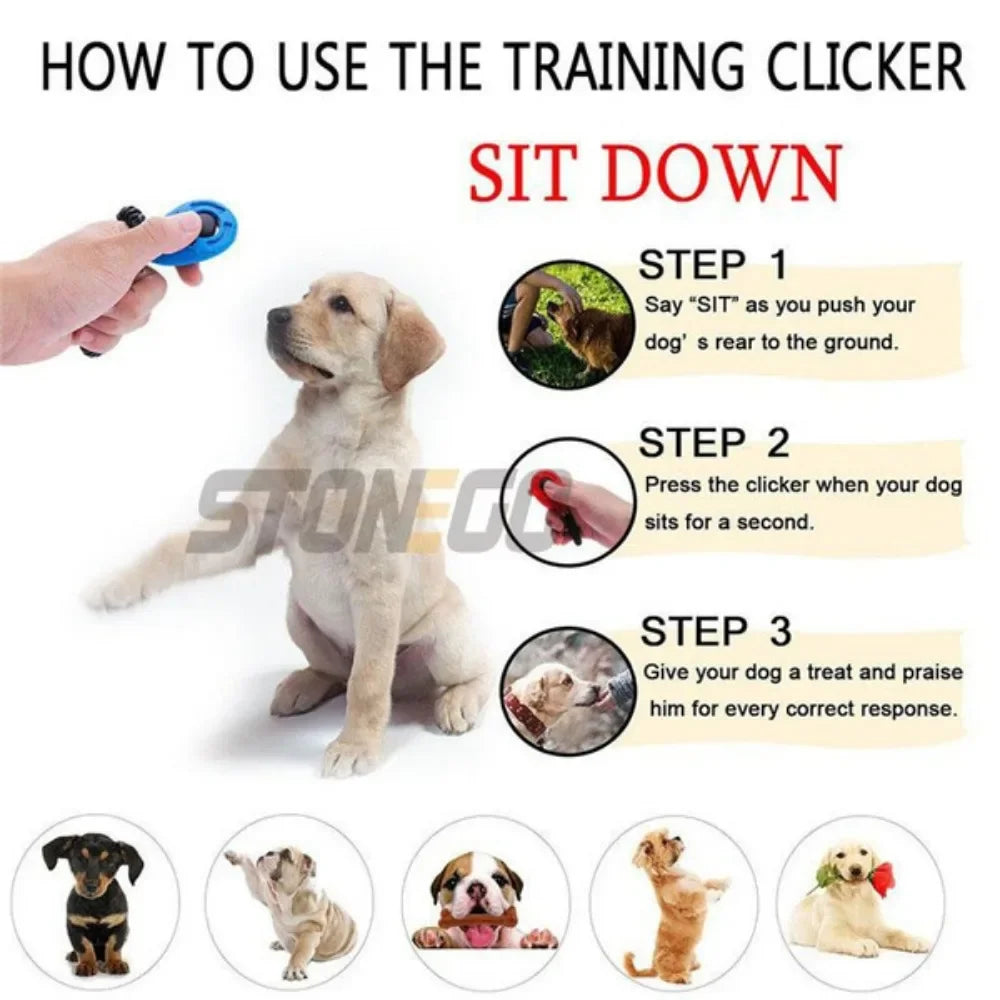 JJYY Solid Color Multifunctional Adjustable Pet Training Clicker Whistle Cat and Dog Trainer Clicker Wristband Sound Keychain