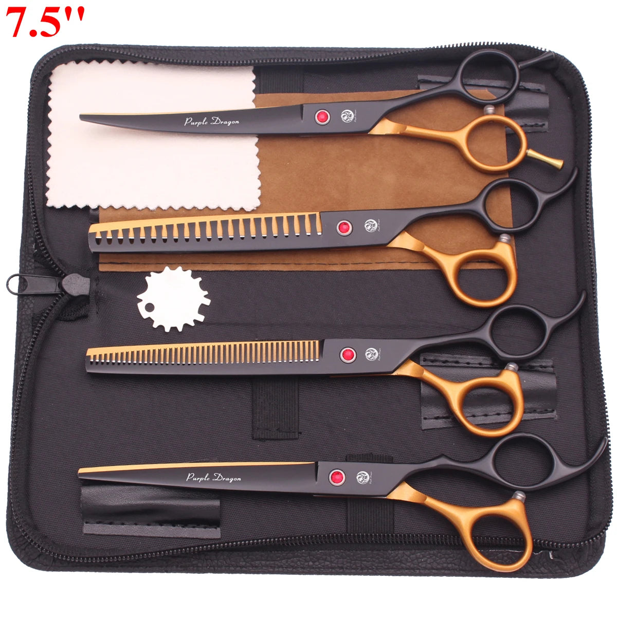 7.5'' Professional Pet Grooming Scissors Hair Cutting Fishbone Thinning Comb Hemostatic Forceps Japan 440C Set For Dog Cat Z3088