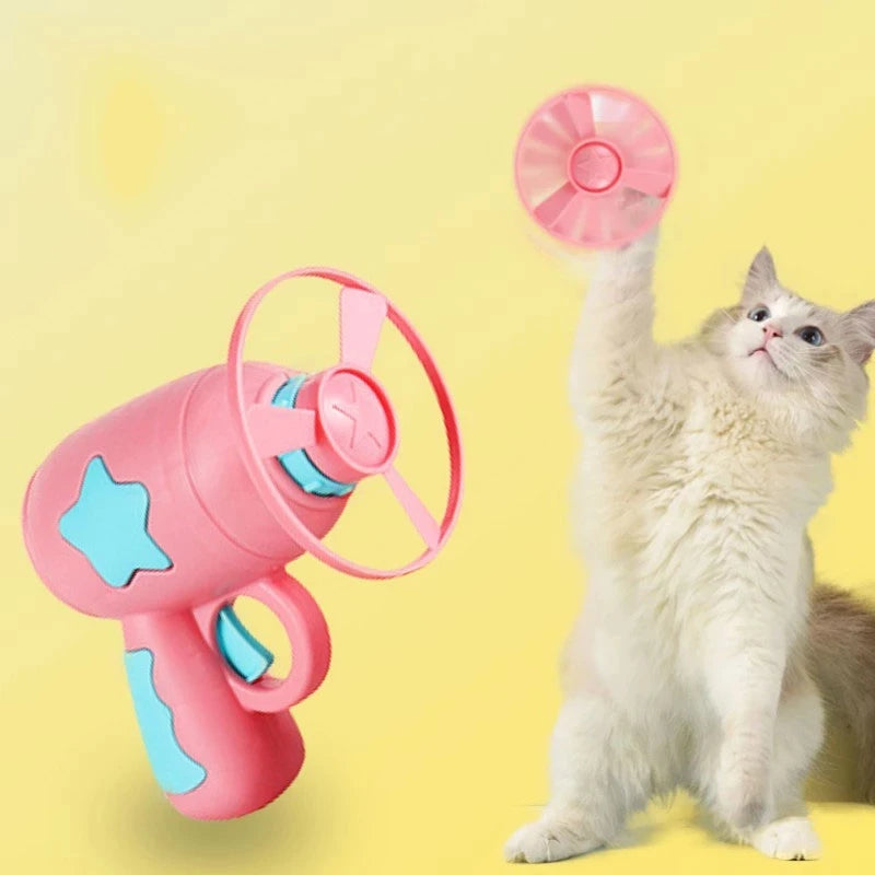 1 Set Cat Toy Interactive Pet Play Training Launcher 15pcs Flying Discs With Slight Sound Kitten Playing Toy Pet Cat Accessories