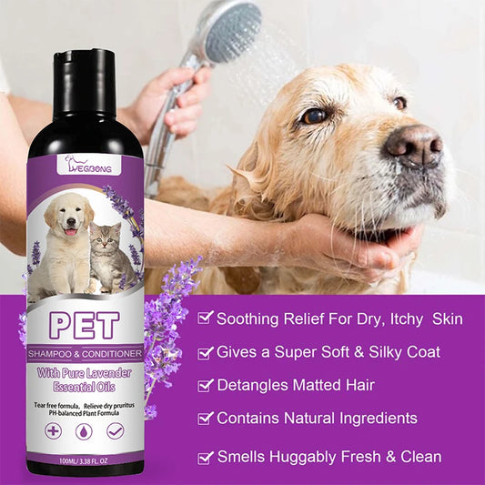 Puppy Shampoo for Dogs Dog Grooming Pet Things Flea and Tick Control Body Care Cats Hair Supplies Conditioner Knots Itching Home