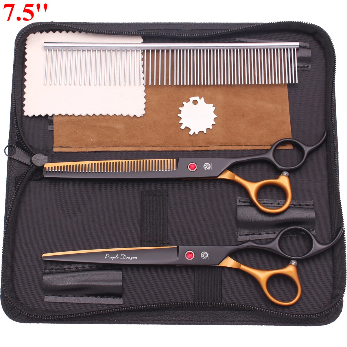 7.5'' Professional Pet Grooming Scissors Hair Cutting Fishbone Thinning Comb Hemostatic Forceps Japan 440C Set For Dog Cat Z3088