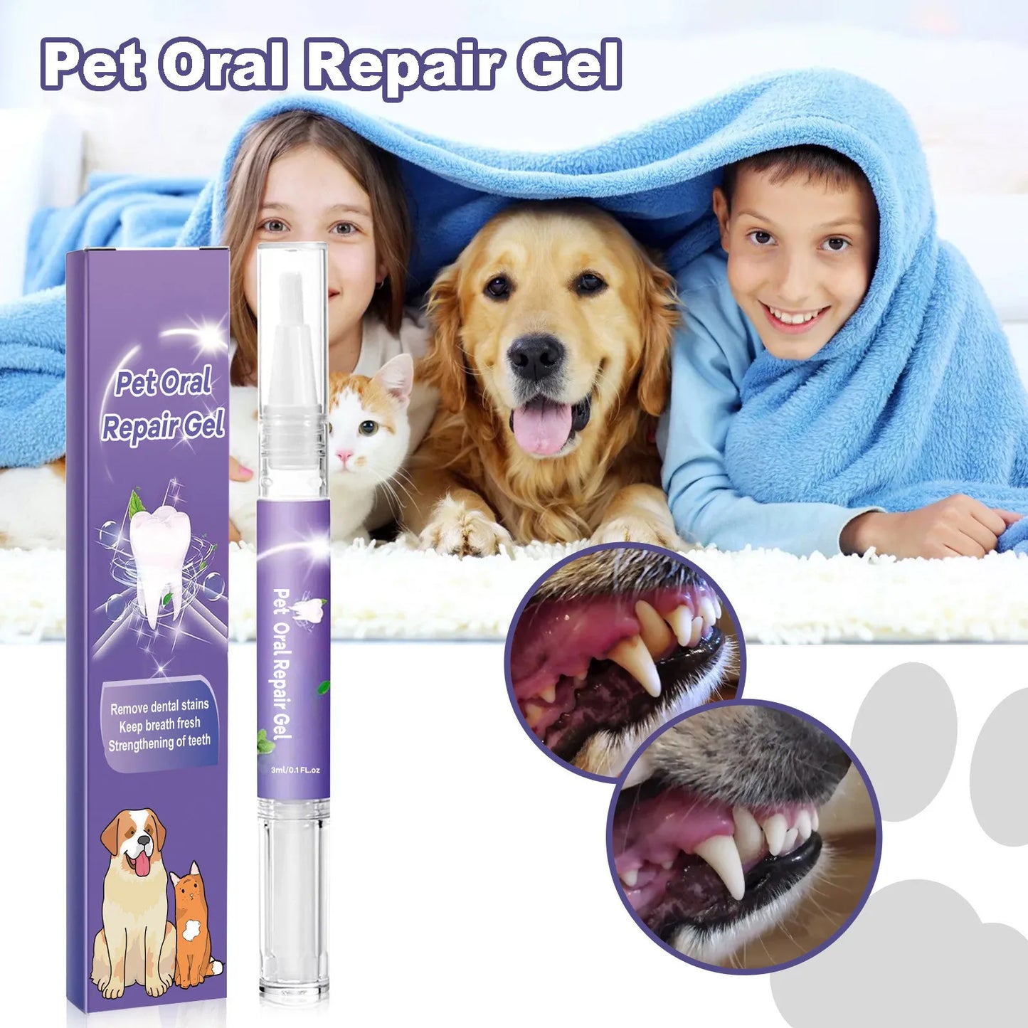 3ml Pet Oral Gel Cleaning Dog Cat Teeth, Bad Breath, For Tartar, No Need To Brush Teeth, Pet Breath Freshener Gel Care Cleaner