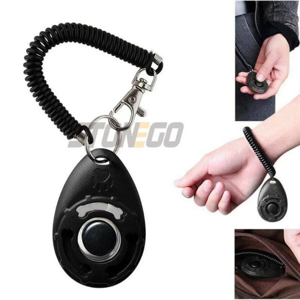 JJYY Solid Color Multifunctional Adjustable Pet Training Clicker Whistle Cat and Dog Trainer Clicker Wristband Sound Keychain