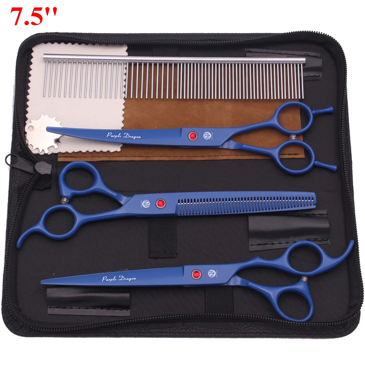 7.5'' Professional Pet Grooming Scissors Hair Cutting Fishbone Thinning Comb Hemostatic Forceps Japan 440C Set For Dog Cat Z3088