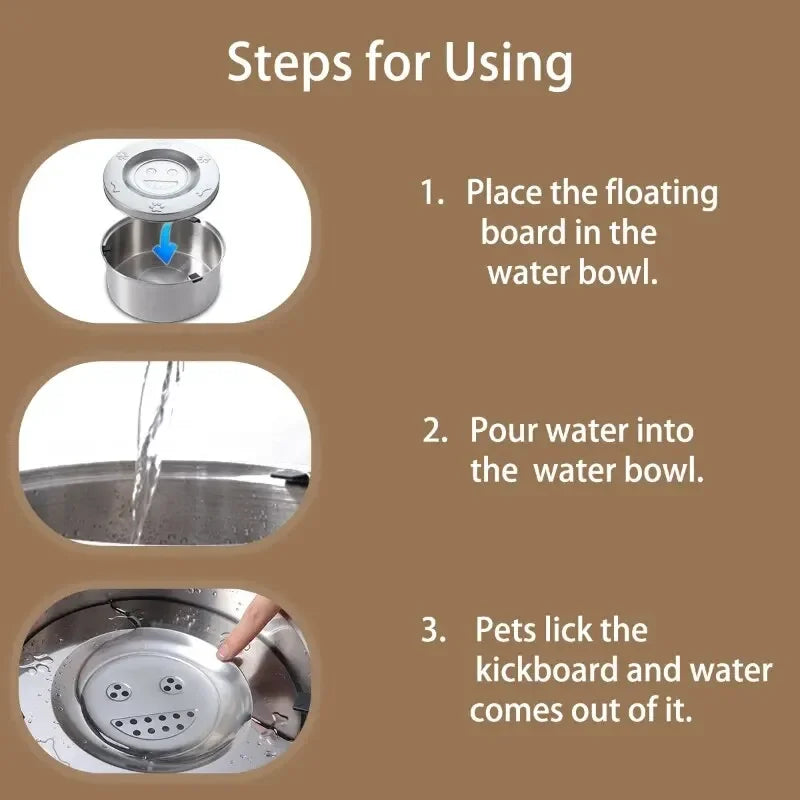 Big Capacity Stainless Steel Dog Floating Bowl, No Spill Anti-Splash Dog Water Dispenser, Non-Slip Dog Cat Pet Water Feeder Bowl