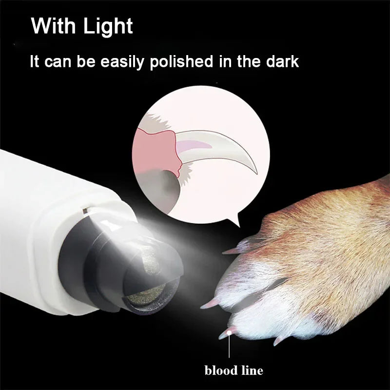 Electric Dog Nail Clippers for Dog Nail Grinders Rechargeable USB Charging LED Light Pet Quiet Cat Paws Nail Grooming Supplies