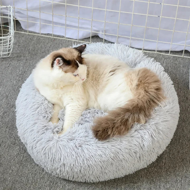 Round Cat Beds House Soft Long Plush Best Pet Dog Bed For Dogs Basket Pet Products Cushion Cat Bed Cat Mat Animals Sleeping Sofa