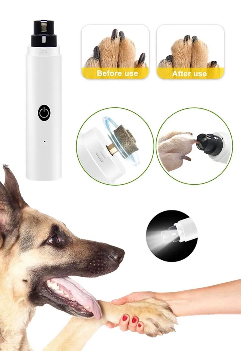 Electric Dog Nail Clippers for Dog Nail Grinders Rechargeable USB Charging LED Light Pet Quiet Cat Paws Nail Grooming Supplies