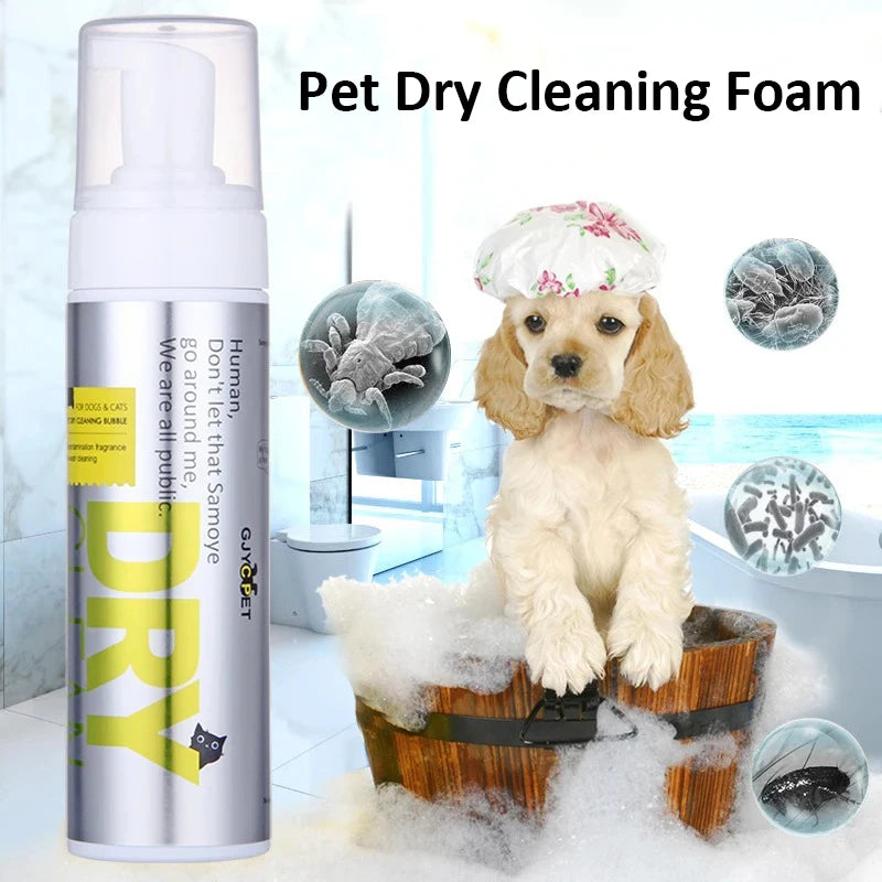 200ML Pet Dry Cleaning Foam Without Rins Dog Cat Puppy Shower Gel Supp Shampoo Deodorant Sterilization Leave Scent Pet Supplie