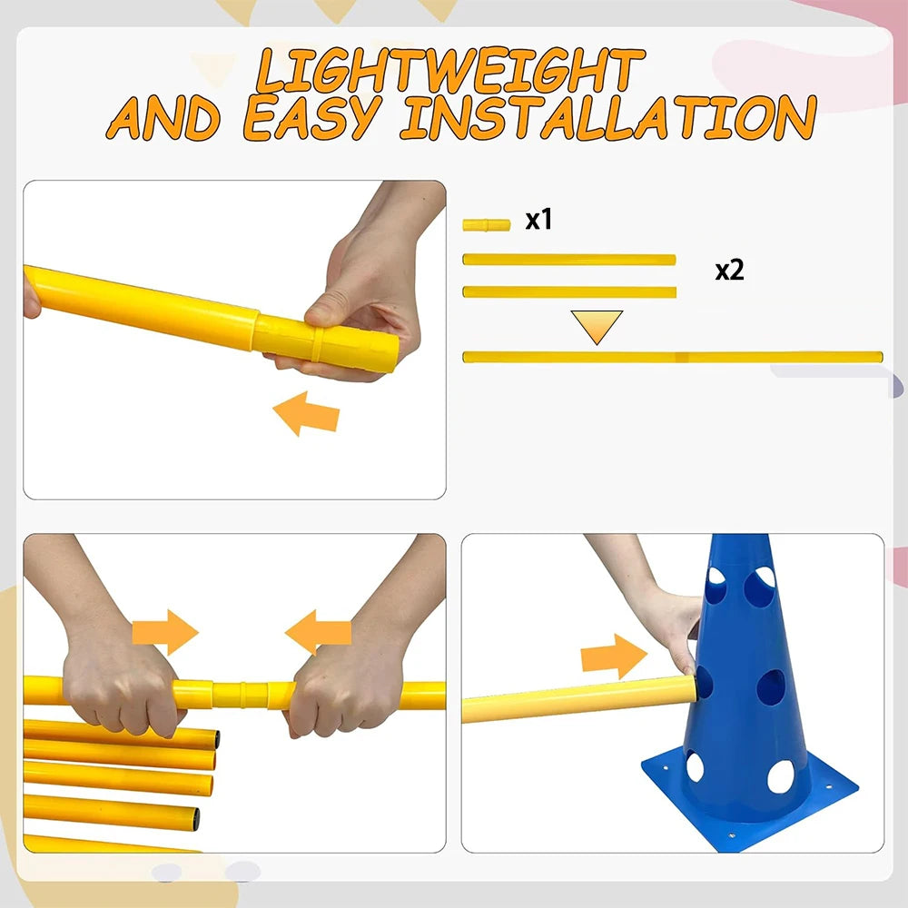 Dog Agility Hurdle Cone Set Jumping Bar Dog Obstacle Dog Agility Set Equipment Hurdle Training Pet Dog Supplies