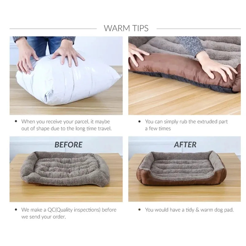 Four Season Square Dog Bed for Large Dog Mattress Bite-resistant Cat Bed Soft Thickened Dog Bed Waterproof Sofa Pet House