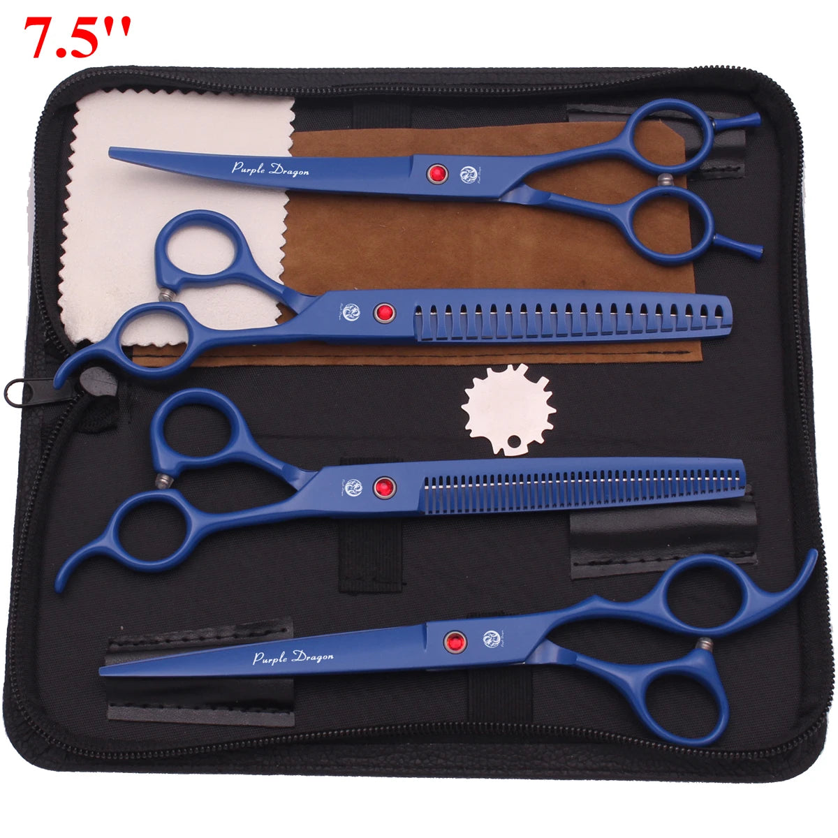 7.5'' Professional Pet Grooming Scissors Hair Cutting Fishbone Thinning Comb Hemostatic Forceps Japan 440C Set For Dog Cat Z3088