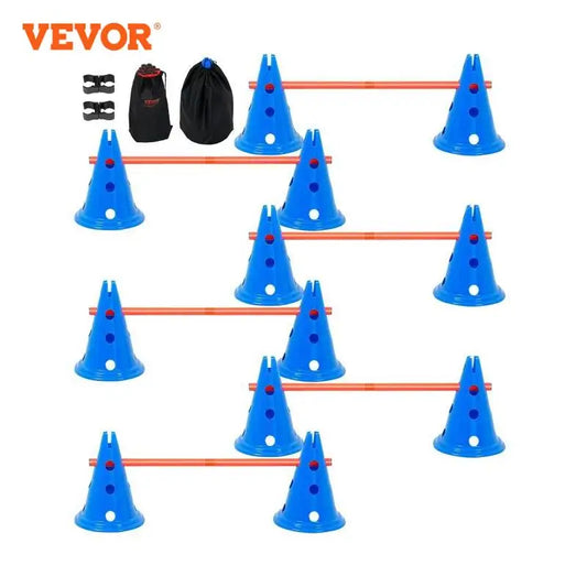 VEVOR Dog Agility Hurdle Cone Set Agility Training Equipment with Height Adjustable Crossbar Puppy Obstacle Course Jump Starter