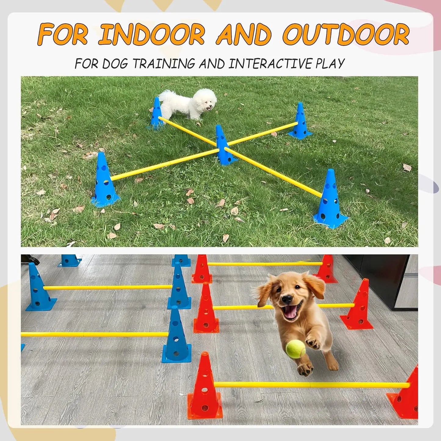 Dog Agility Hurdle Cone Set Jumping Bar Dog Obstacle Dog Agility Set Equipment Hurdle Training Pet Dog Supplies