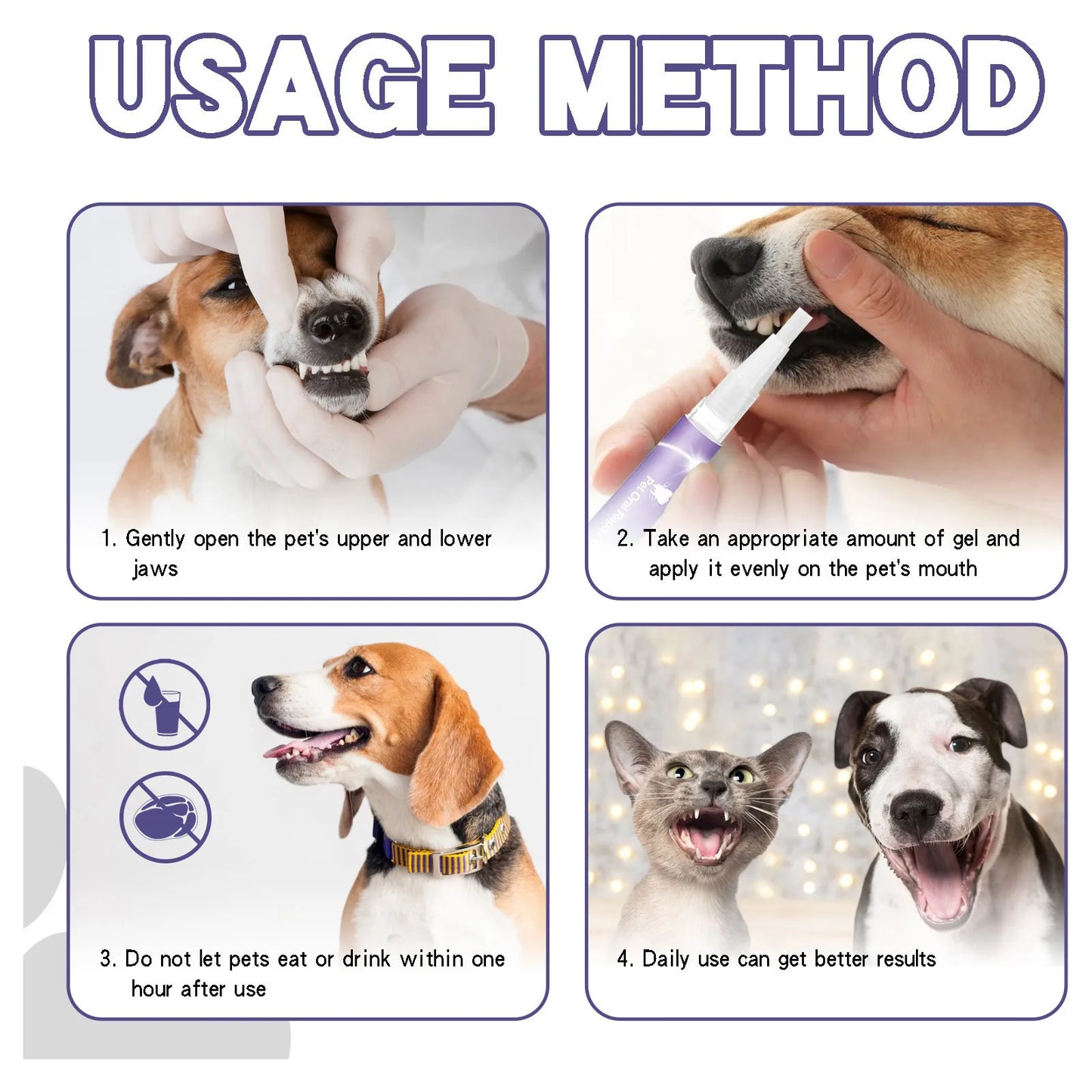 3ml Pet Oral Gel Cleaning Dog Cat Teeth, Bad Breath, For Tartar, No Need To Brush Teeth, Pet Breath Freshener Gel Care Cleaner