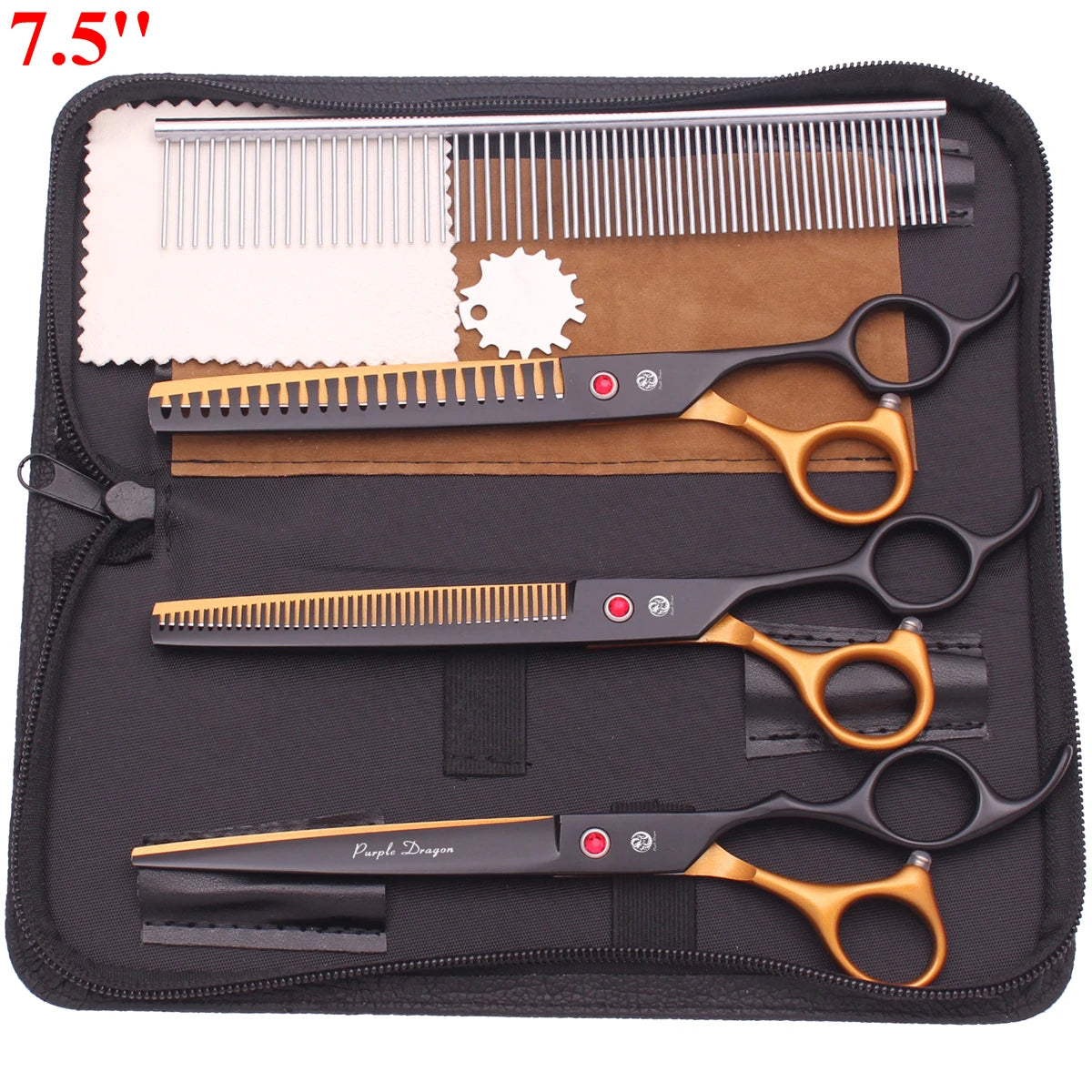 7.5'' Professional Pet Grooming Scissors Hair Cutting Fishbone Thinning Comb Hemostatic Forceps Japan 440C Set For Dog Cat Z3088