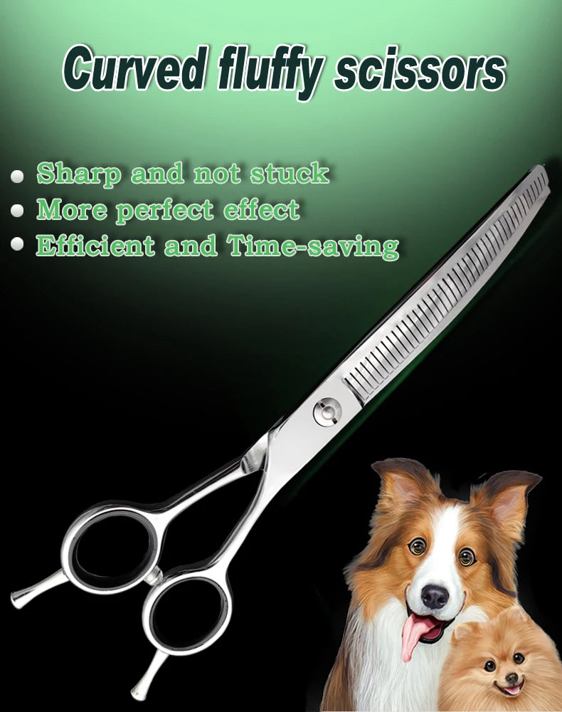 Pet Scissors, Dog Beauty, Teddy Trimming, 7-inch Double Tailed Thinning Bent Teeth Clipper, Home Learning, Bent Pong, Natural